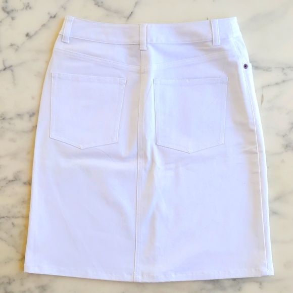 NWOT. The Limited Stretch White Denim Skirt with Front Opening. - Picture 3 of 3